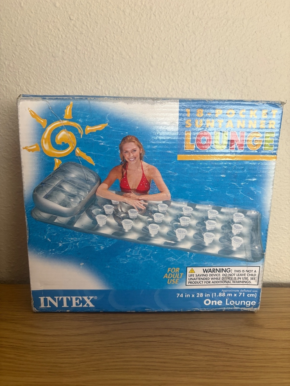 Vintage Intex 18 Pocket Suntanner Lounge Pool Float 74 x 28 New Old Stock